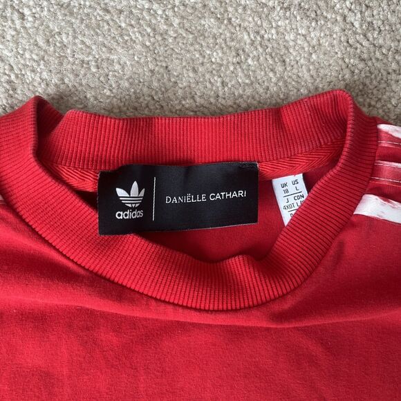 Adidas x Danielle Cathari Shirt Top Womens Large Red Crewneck Cotton Athleisure - Picture 4 of 7